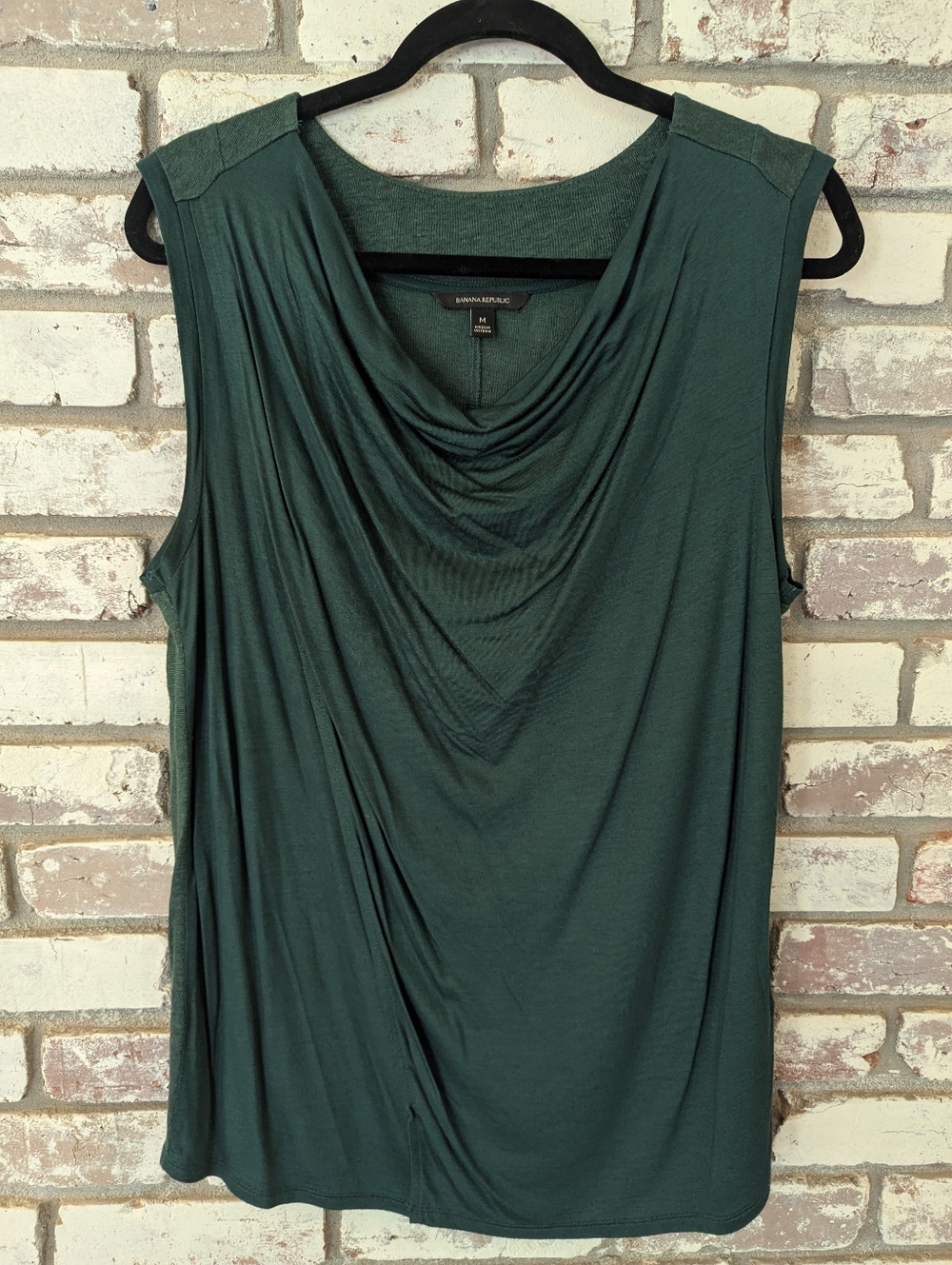 Banana Republic Forest Green Crossover Cowl Neck Top